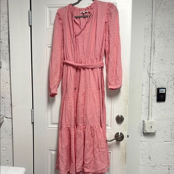 Karina Grimaldi Pink Ruched Tiered Sundress - Size Medium Worn Once LIKE NEW - Picture 1 of 4